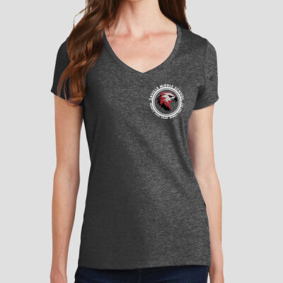 Women's V Neck Tee - School Logo - White Thumbnail