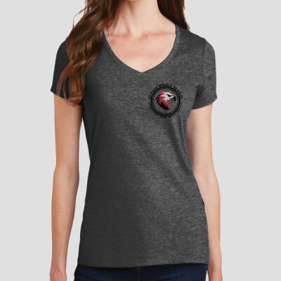 Women's V Neck Tee - School Logo - Black Thumbnail