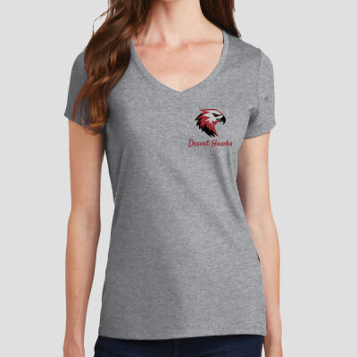 Women's V Neck Tee - Desert Hawks - Red Thumbnail