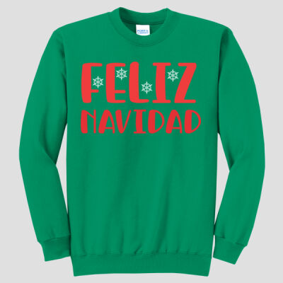 Adult Crewneck - Winter Holidays - Feliz Navidad - Red Thumbnail